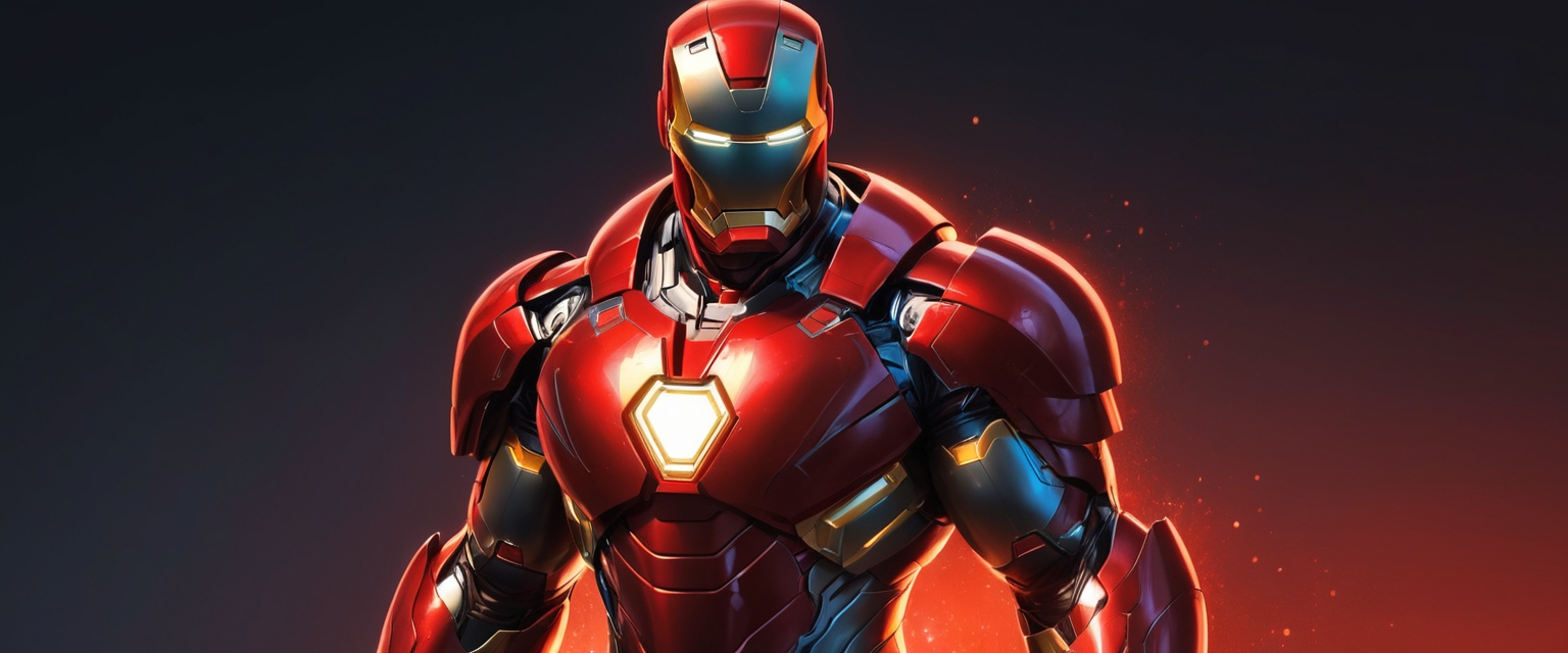 Iron Man Upgraded Suit , fictional superhero character, stands in an action pose, armor,adventure, action figures and superhero games.